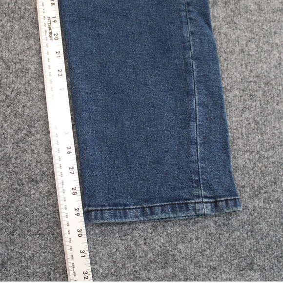 Chaps Mens Straight Fit Jeans Dark Wash Stretch Waistband Riveted Pockets 32x30 - Picture 5 of 10